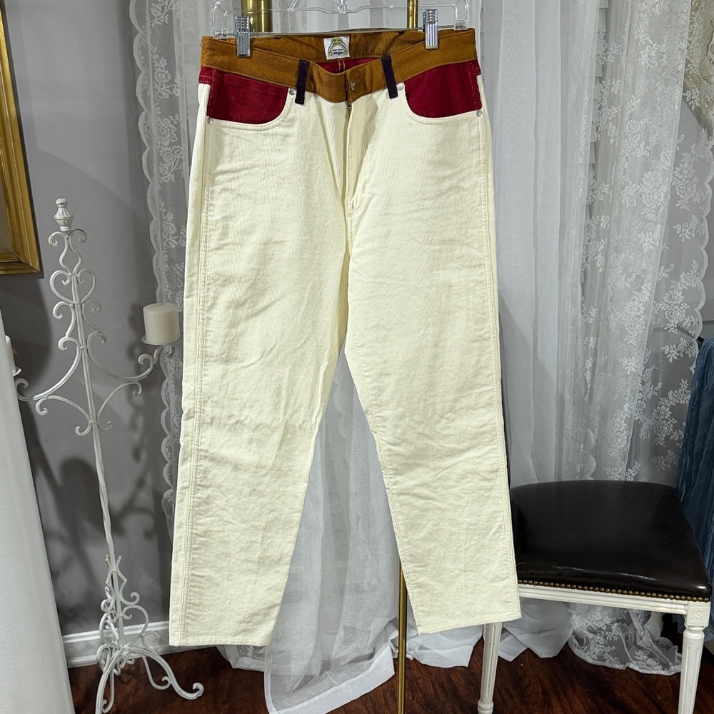 Rare Edition Peter Max Wrangler Brown Corduroy Pants with Red Lining